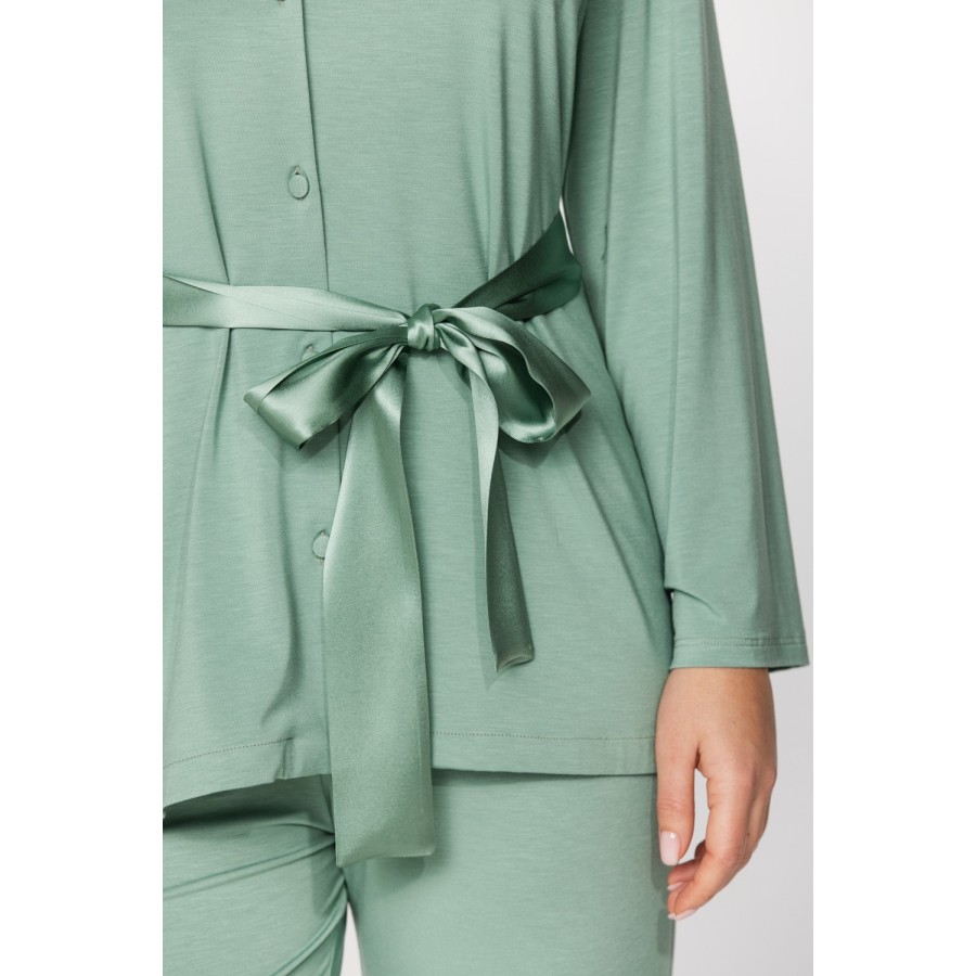 Pijama de mujer en micromodal, seda y elastano, color verde